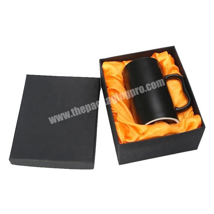 Custom Printing Service Black Lid and Base Rigid Hardcover Gift Box for Cup Printed Full Color with Foam Insert
