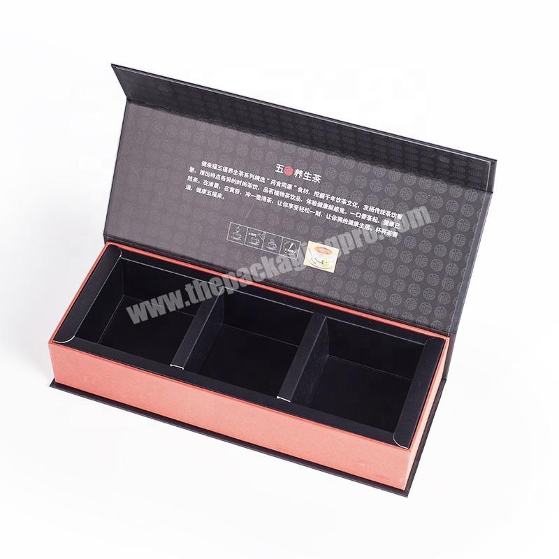 Custom printing size black magnetic closure paper gift box tea