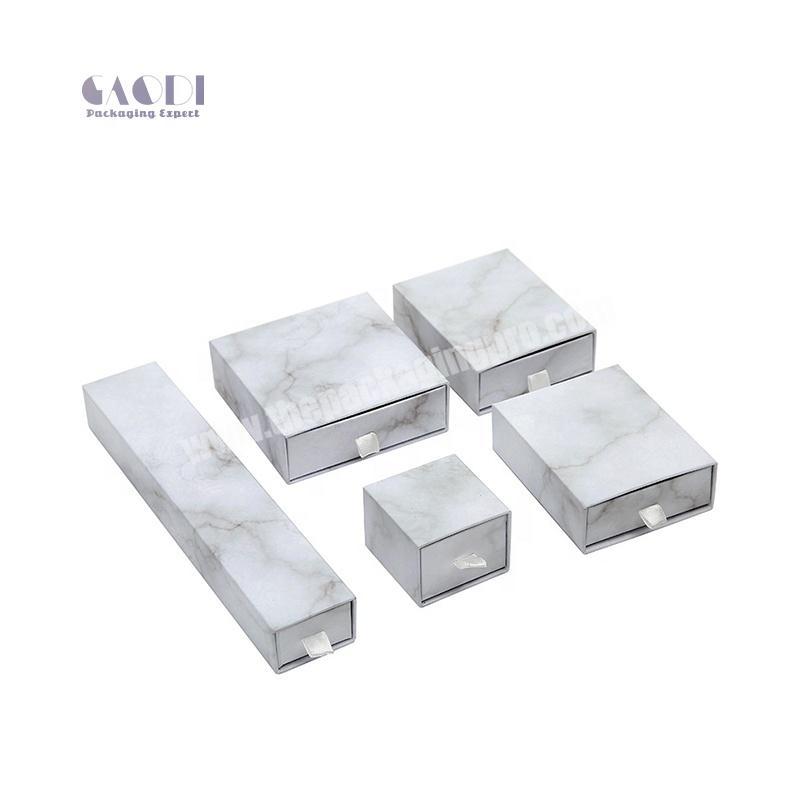 Custom Printing White Marbling Drawer Sliding Box Cardboard Packaging Gift Box For Jewelry