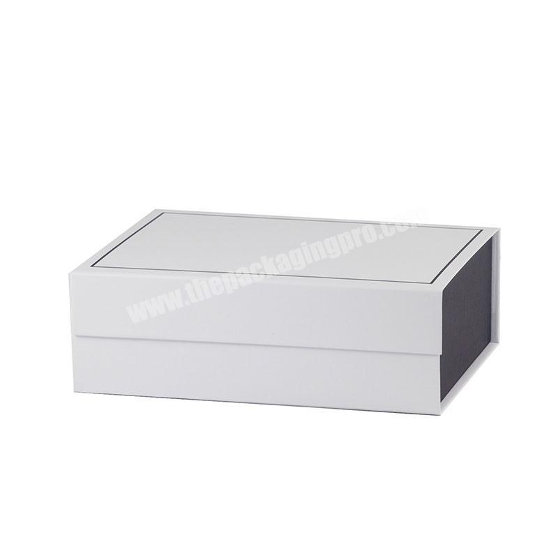Custom printing white rigid cardboard folding gift box with black trim