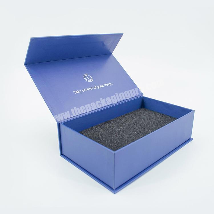 Custom printing wholesale blue luxury magnetic cardboard gift box packaging with foam inserts