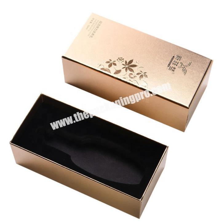 Custom printing wholesale gold gift lid and base packaging perfume box with inlay