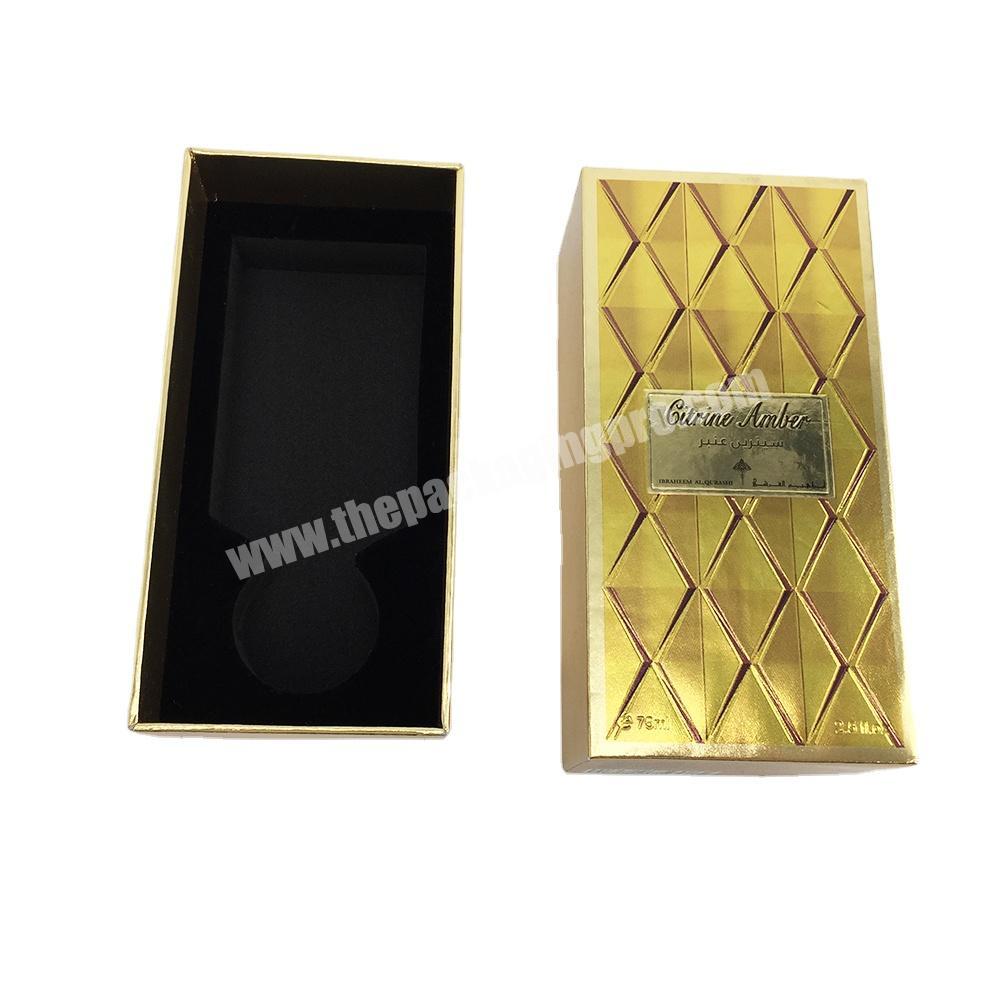 Custom printing wholesale gold stamping gift lid and base packaging perfume box