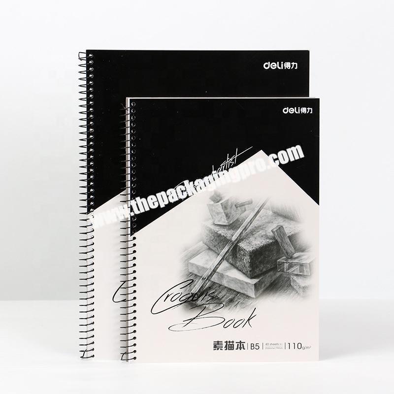 Custom Professional Hardcover Spiral Sketchbook Wholesale Cardboard Paper Soft Cover Spiral Journal Cheap Blank Drawing Book
