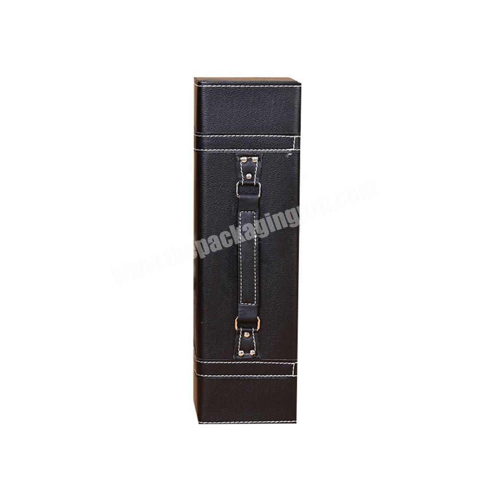 Custom PU Leather Luxury Wine Cardboard Gift Boxes Packing With HandleClosure For 12 Bottles