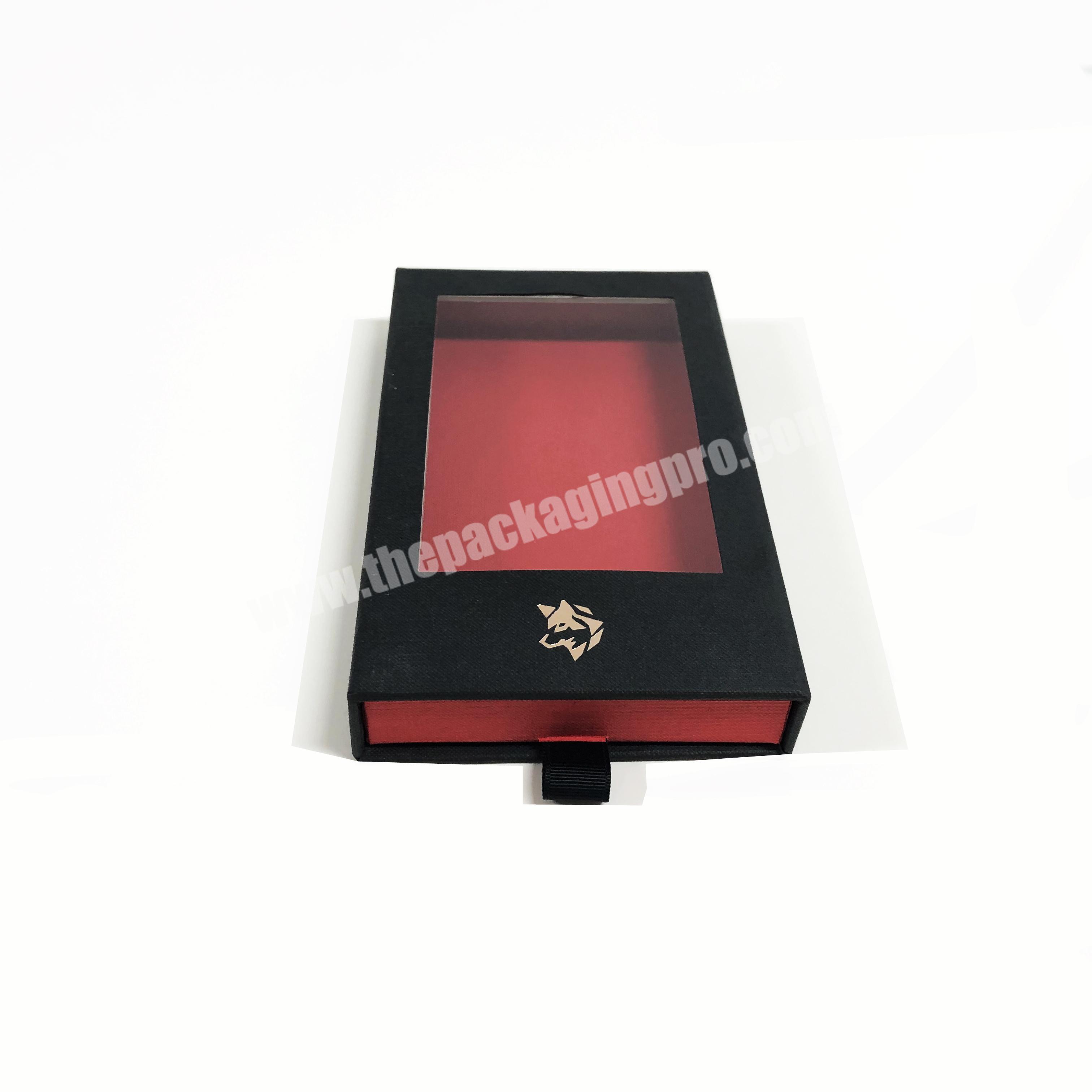 Custom Pull out Luxury packaging Cardboard paper Gift Drawer  box with ribbon pull