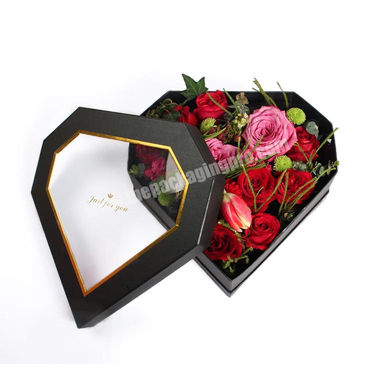 Custom PVC window heart shape flower box packaging