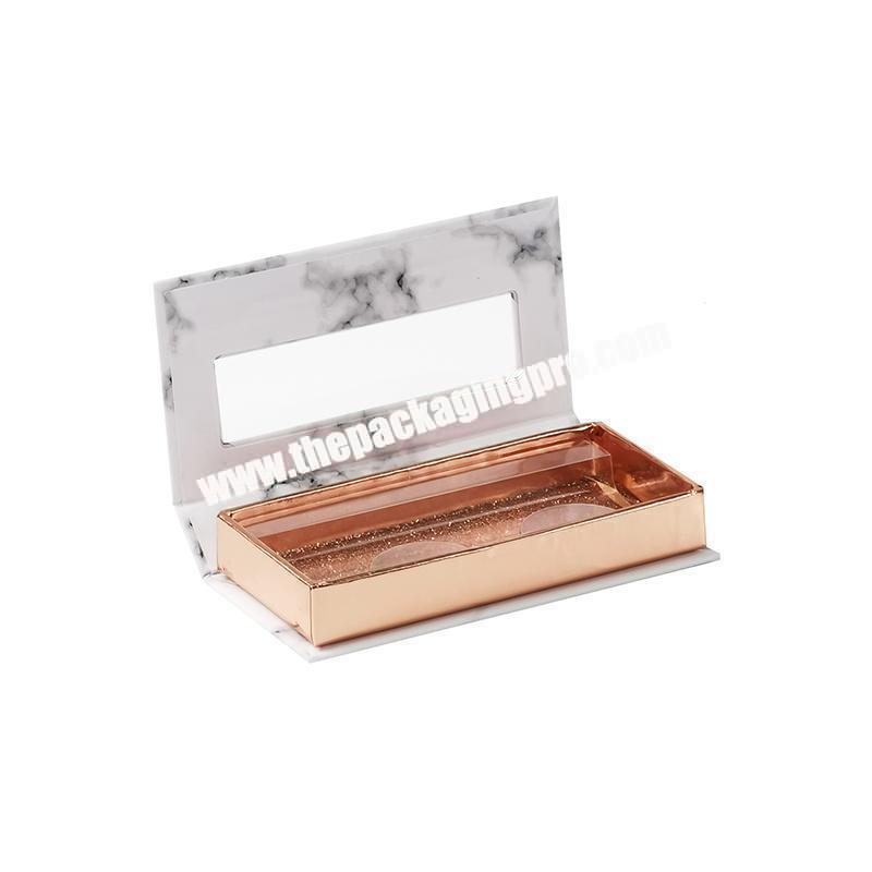 Custom rectangle empty marble magnetic eyelash paper packaging gift boxes