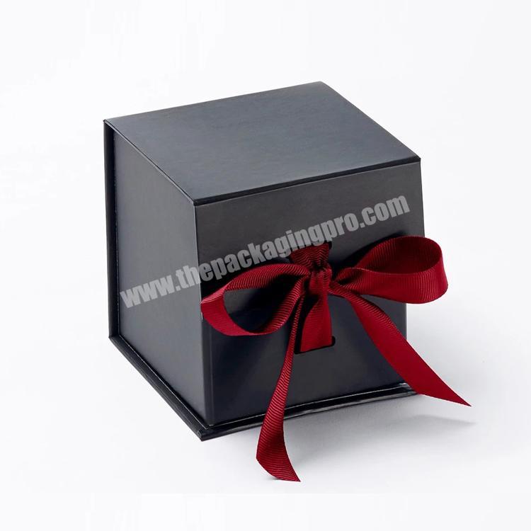 Custom recyclable CMYK packaging magnetic folding small black boxes for gift pack