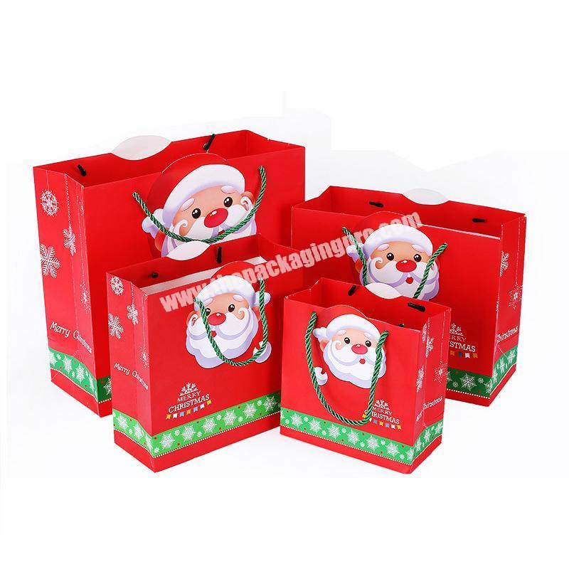 Custom recyclable CMYK packaging wholesale christmas paper bag for gift