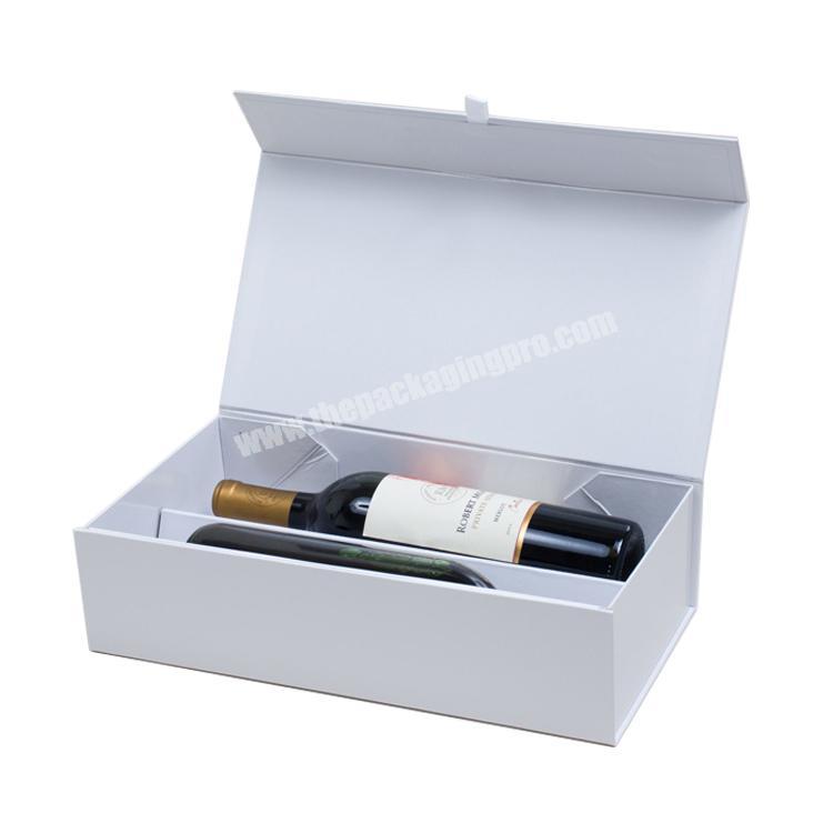 Custom recyclable CMYK packaging wholesale matt ivory white magnetic packing wrapping box for wine