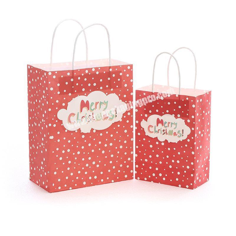 Custom recyclable CMYK printing Christmas lovely snowflake kraft paper sack bags for gift
