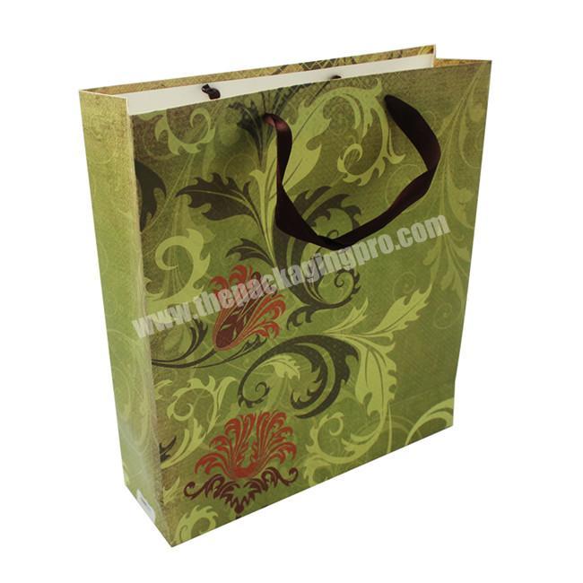 Custom Recyclable Coated Paper Gift Bags, Floral Printing Shopping Paper Bag With Handles