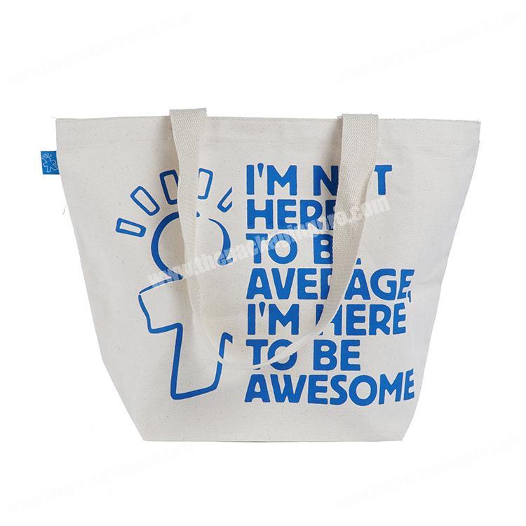 Custom recyclable handle tote bag beautiful shopping cotton grocery bag