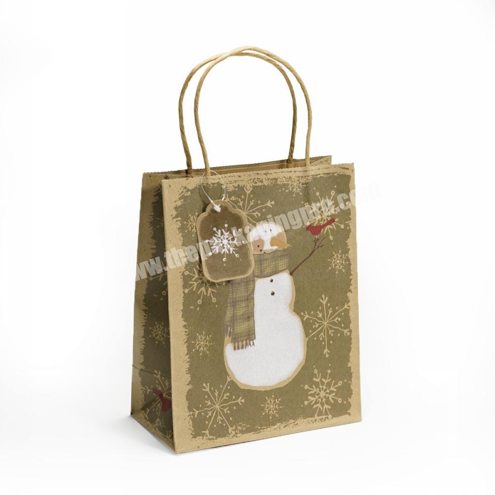 Custom recyclable twist handle printed shopping paper bag brown kraft paper bag for christmas season