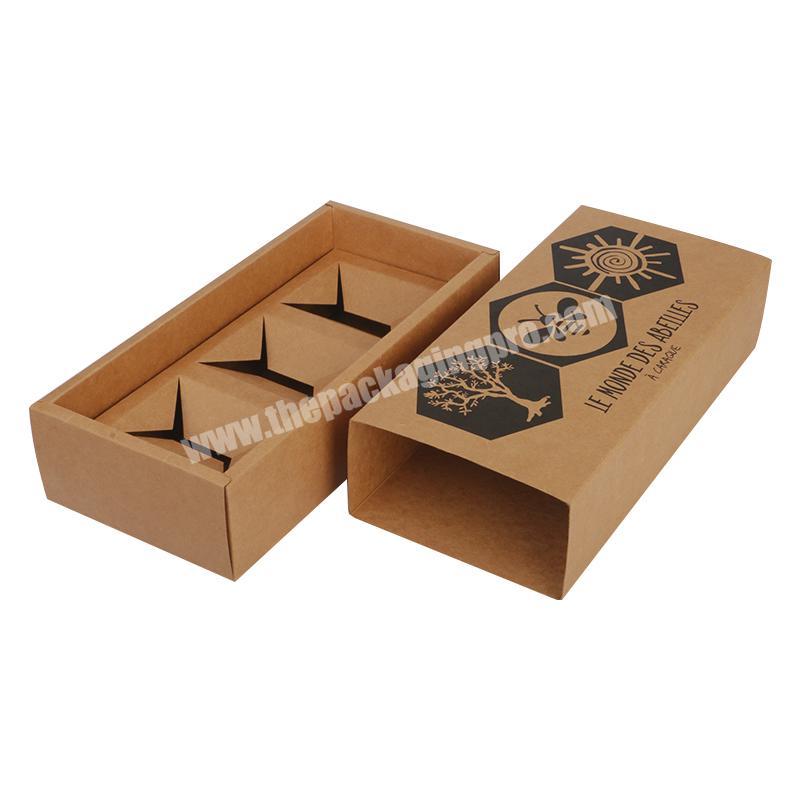 Custom recycled brown kraft paper packaging honey jars bottles printing foldable boxes