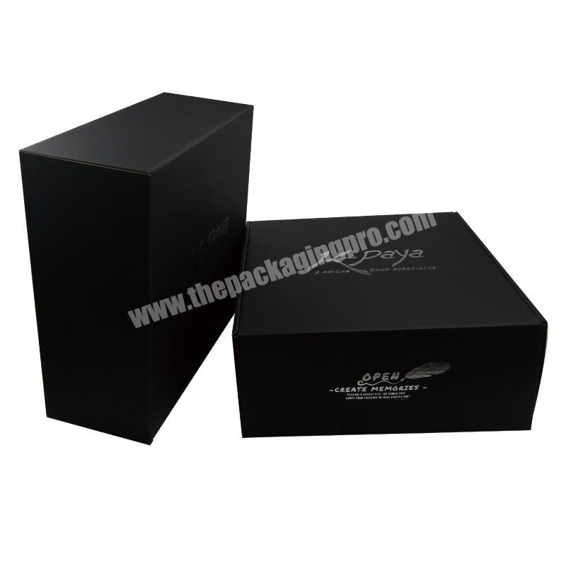Custom Recycled Glossy Black Corrugated Paper Box Cardboard Shoe Boxes Bulk