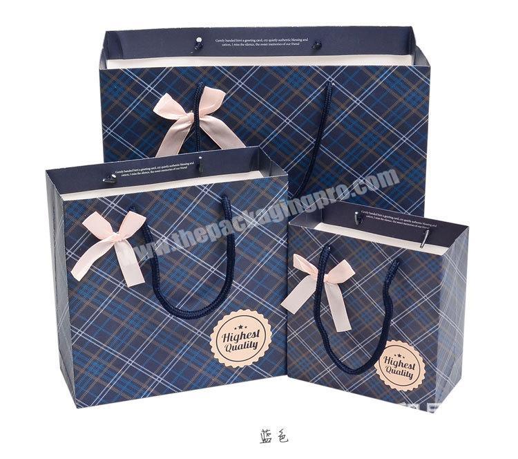 Custom recycled New plaid paper bag creative business gift bag