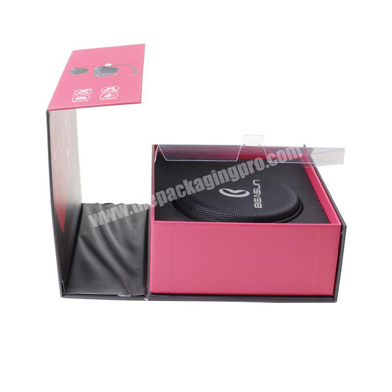 Custom red flip top red paper insert CMYK logo printing box packaging with handle
