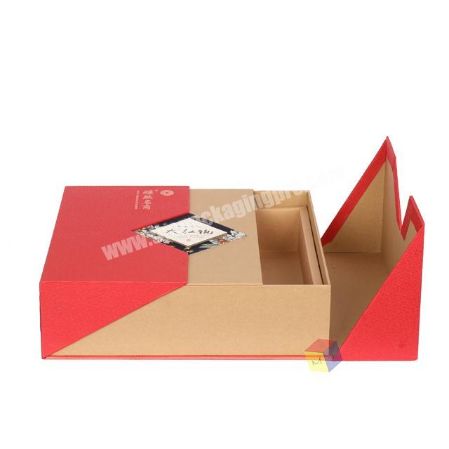 custom red luxury rigid two door open design paper rigid boxes