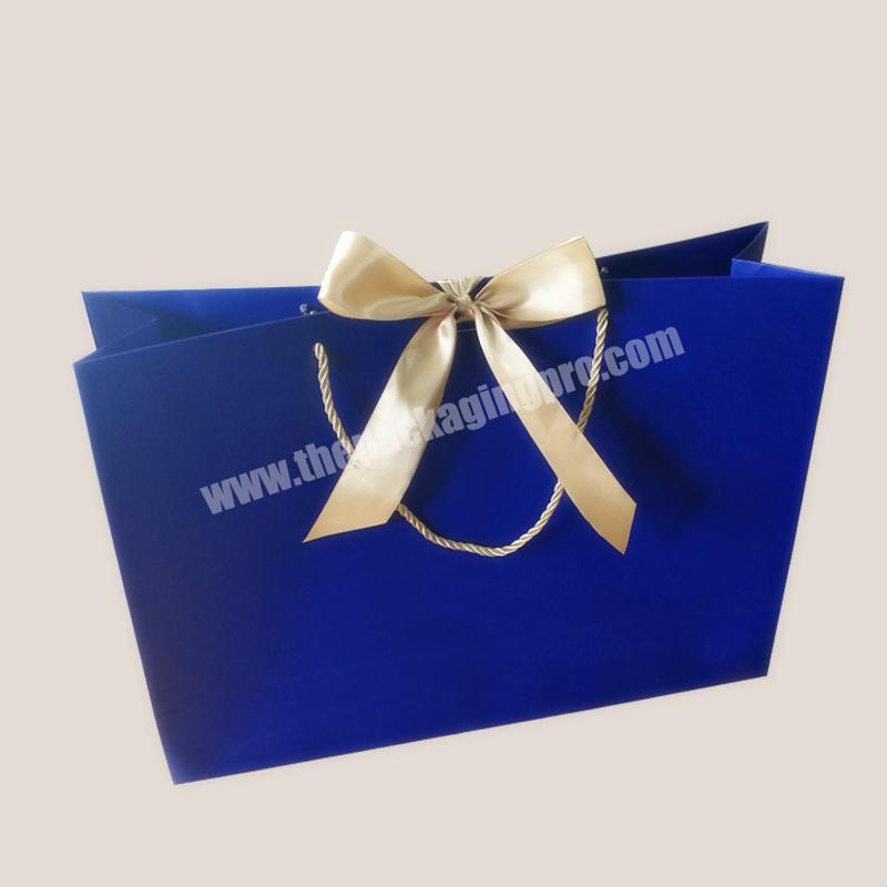 custom retail Hot high quality bowed ribbon pp rope handle gift shopping clothing packaging bag eco friendly