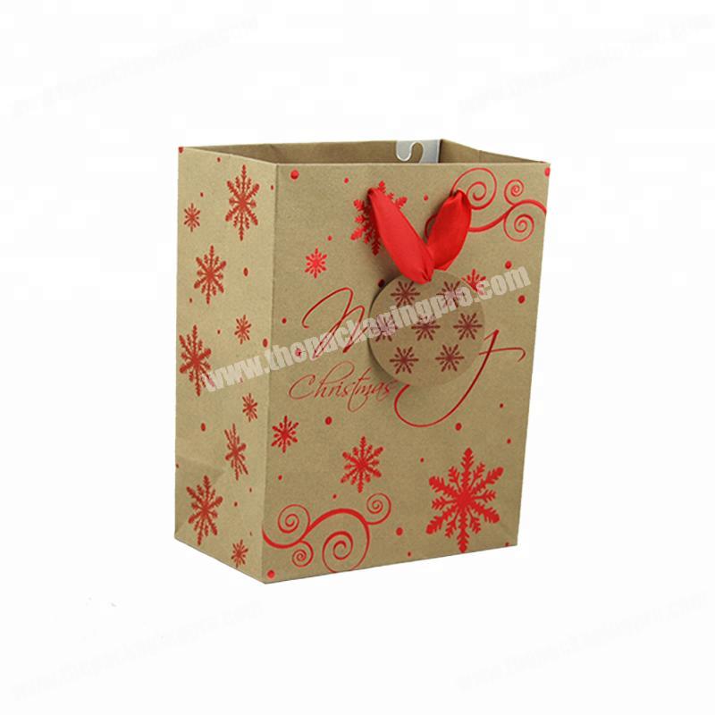 Custom retail Wholesale Christmas  Kraft Paper brown paper gift  craft shopping Bag with handle