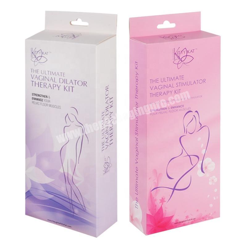 Custom retail women adult products pink box packaging with hanger