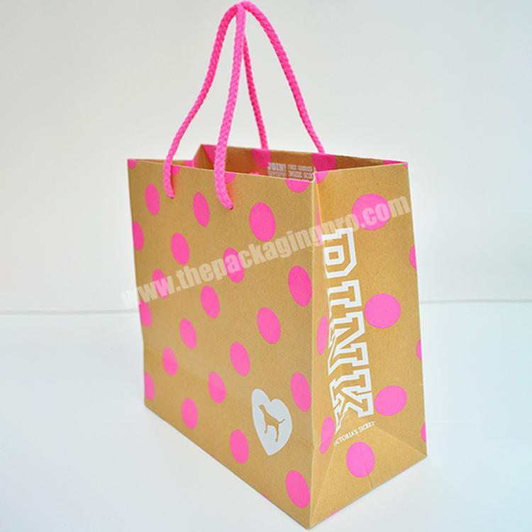 Custom Reusable Kraft Pink Paper Thank You Shopping Bags