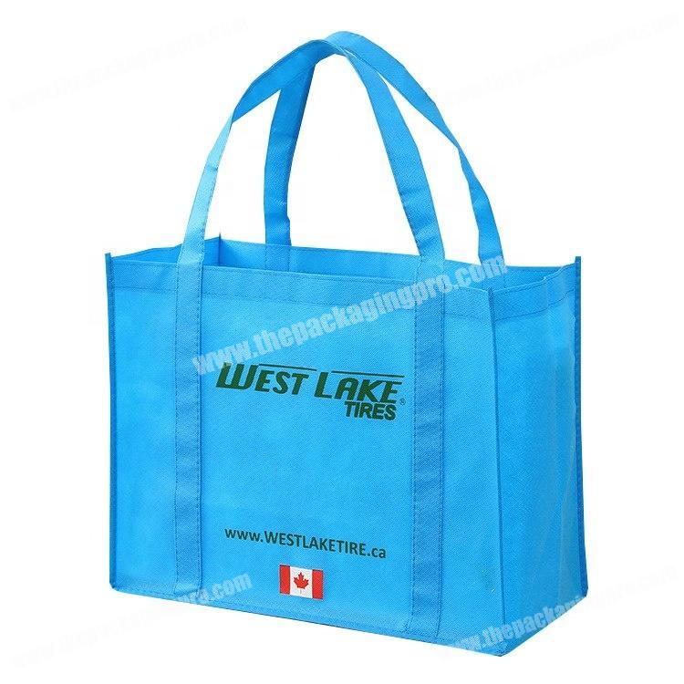 Custom reusable supermarket blue shopping recycle non woven bag