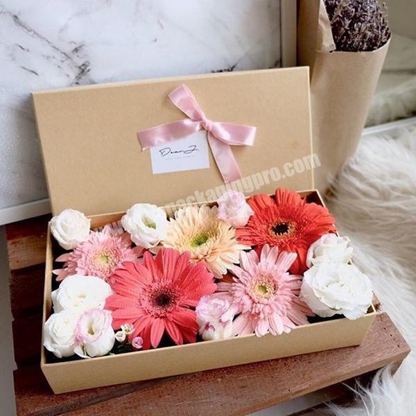 Custom ribbon cardboard heart shape  square gift flower box luxury flower packaging box for wholesale