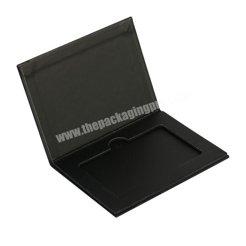 Custom Rigid Book Shape Black Card board  Cardboard Packaging Credit Vip Card Gift Box
