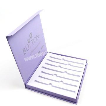 Custom Rigid  Book Style Paper Cardboard Magnetic Cosmetic Brush Packaging Box with EVA Foam Insert
