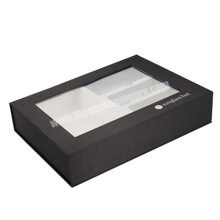 custom rigid cardboard sunglasses gift box with transparent window