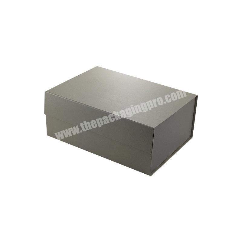 Custom rigid fancy pewter color magnetic folding hamper gift box for present packing