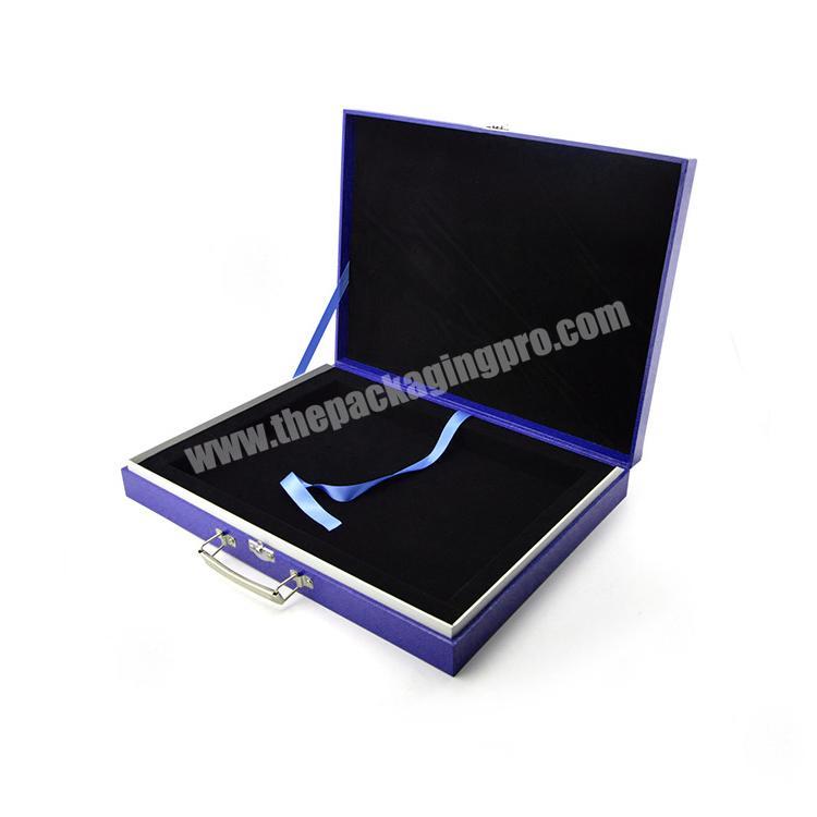 Custom Rigid Small Blue Cardboard Paper Suitcase With Handle