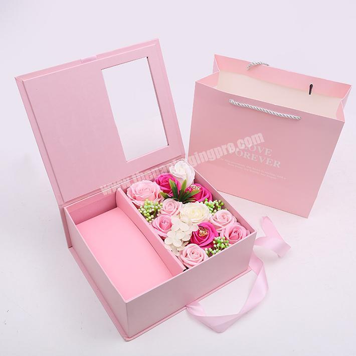 Custom Rose Packaging Paper Christmas Gift Luxury box for roses , flowers delivery boxes with ribbon
