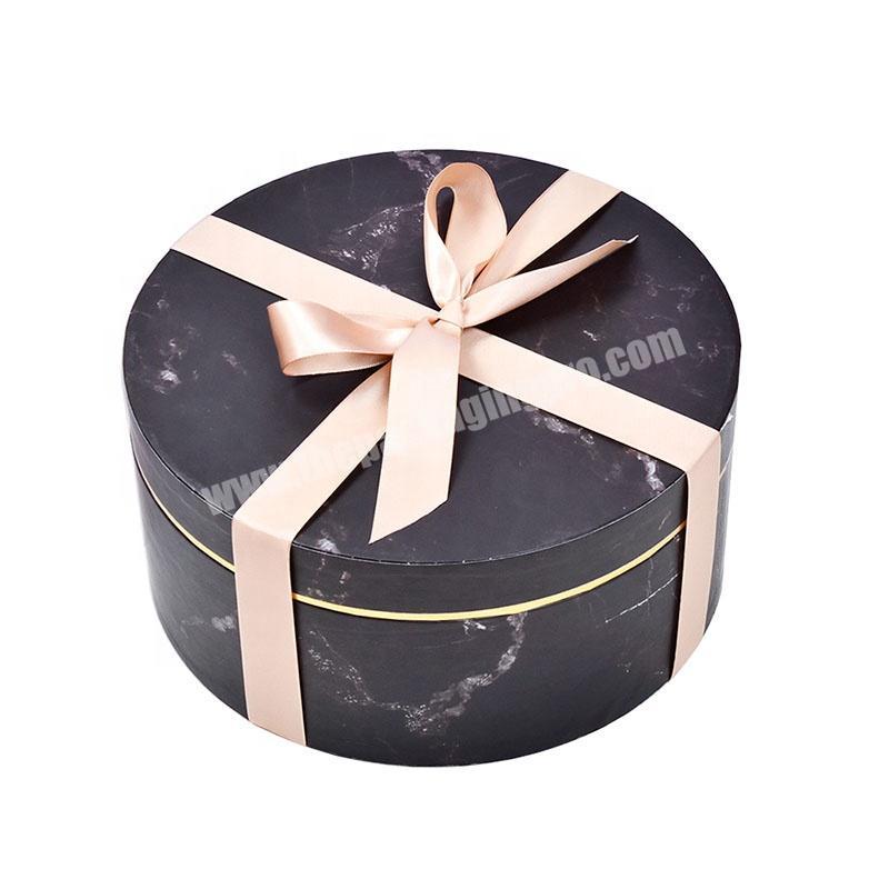 Custom Round Black Marble Box Cardboard Cylinder Packaging Box