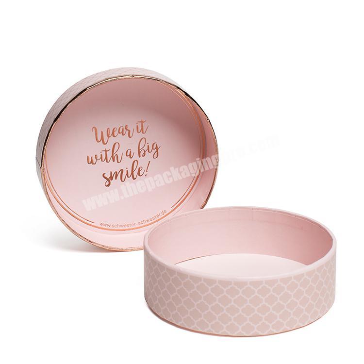 custom round craft box paper pink packing gift box perfume sweet box for baby