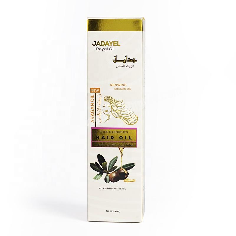 Custom royal gold olive hair essential oil 60ml 100ml 250ml bottle packaging box