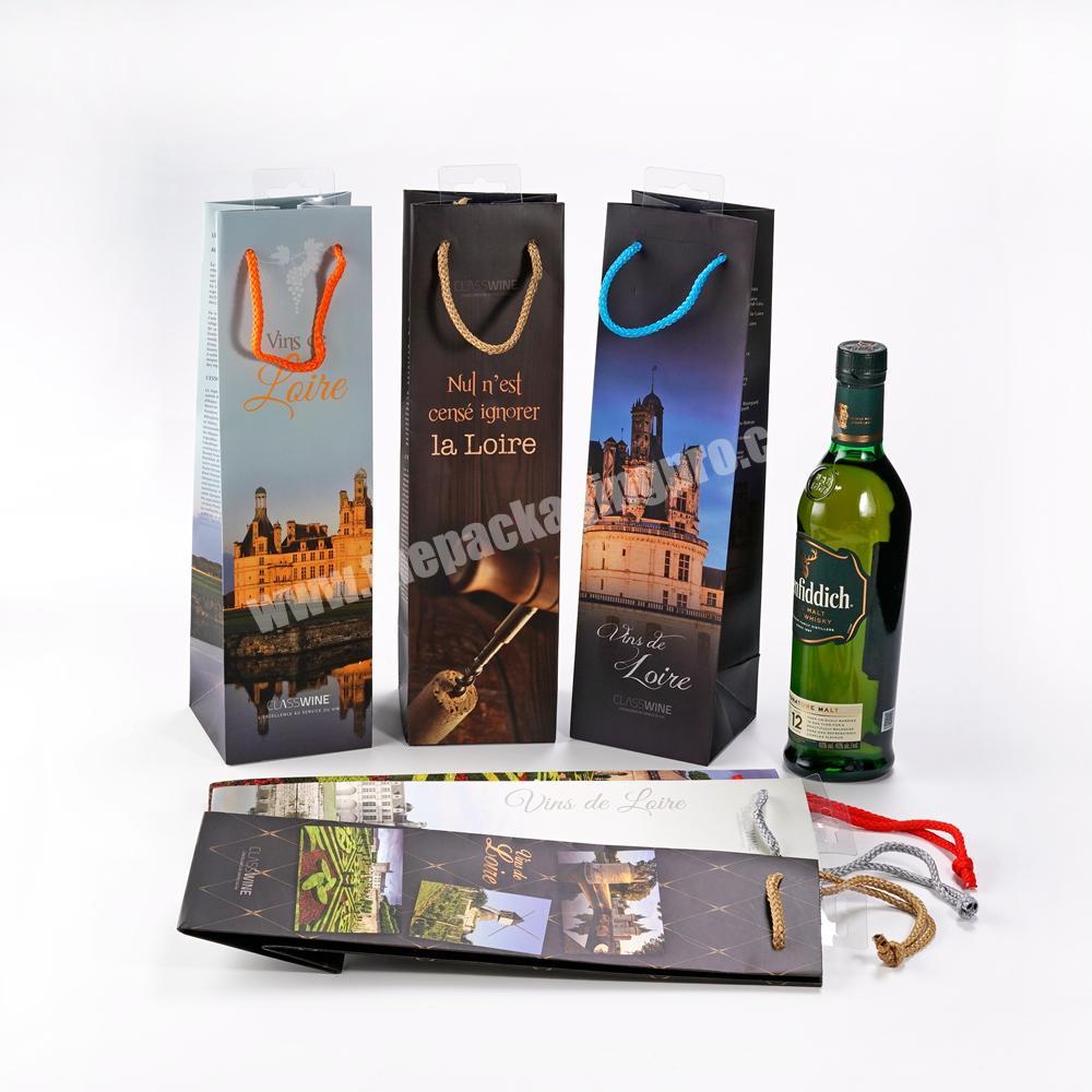 custom single bottle packaging paper wine gift bag wholesale with logo
