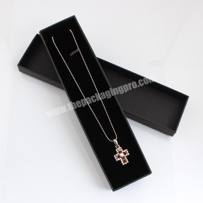 Custom size black cardboard long jewelry box large necklace gift box necklaces packaging boxes