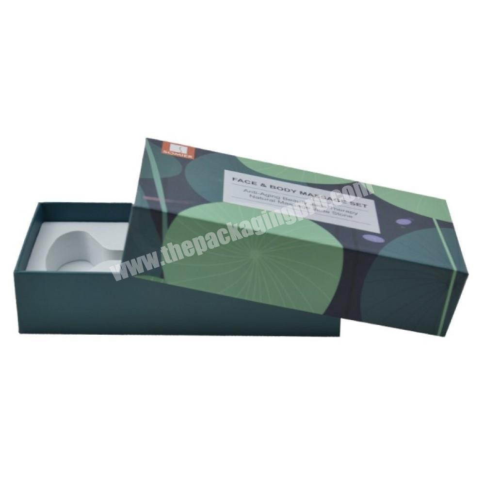 Custom Size Green lid and base Gift Paper Box with EVA insert For Face Lifting Massage Instrument Packaging