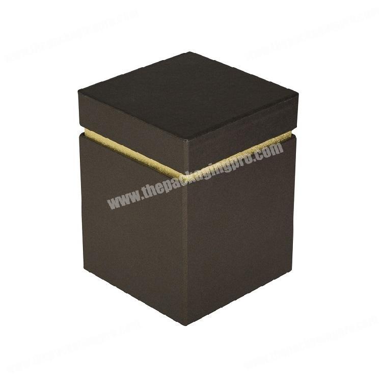 Custom Size Logo Printing Matte Black Lift Off Cube Rigid Cardboard Paper Candle Holder Box Packaging