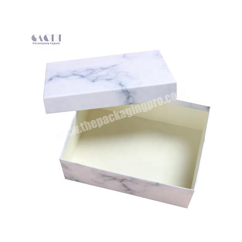 Custom Size White Marble Printing Paper Cardboard Premium Lid And Base Gift Boxes For Shoes