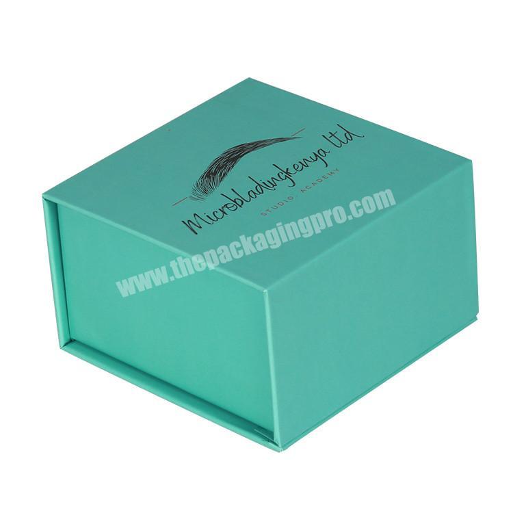Custom sky blue printing logo rigid cardboard magnetic box packaging lashes luxury jewelry packaging box