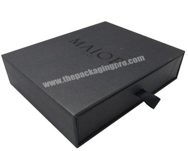 custom slide out drawer packaging black square cardboard wallet box for wallet packing