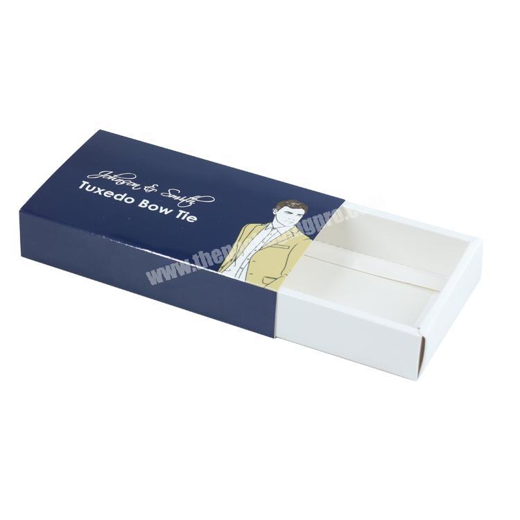 Custom sliding drawer paper gift tuxedo bow tie packaging box for wholesale