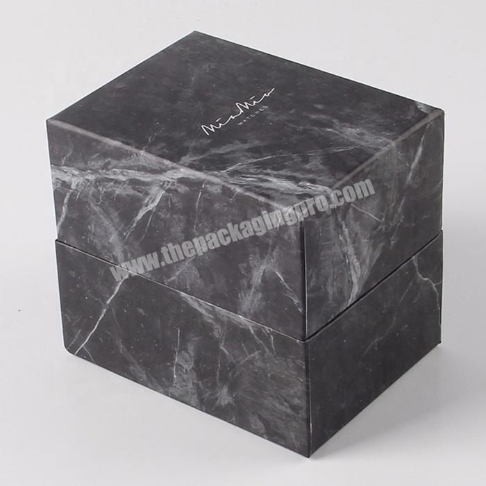 custom small black marble gift packaging watch jewelry box with logo