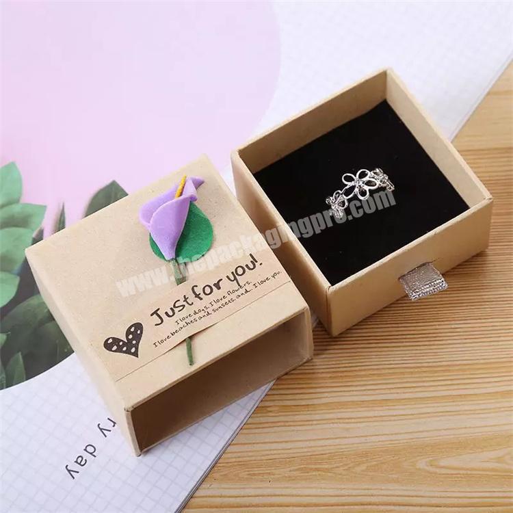 Custom Small Cotton Filled Packing Jewelry Ring Paper Drawer Carton Box