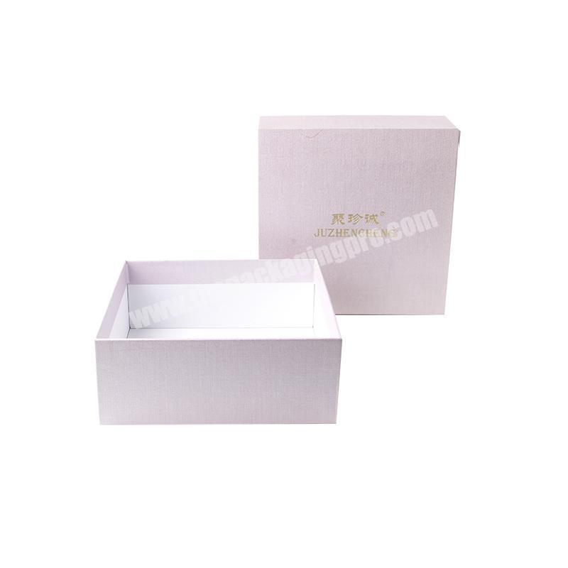 Custom small jewelry necklace ring pink cardboard lid and base jewelry packaging box with logo gold foil